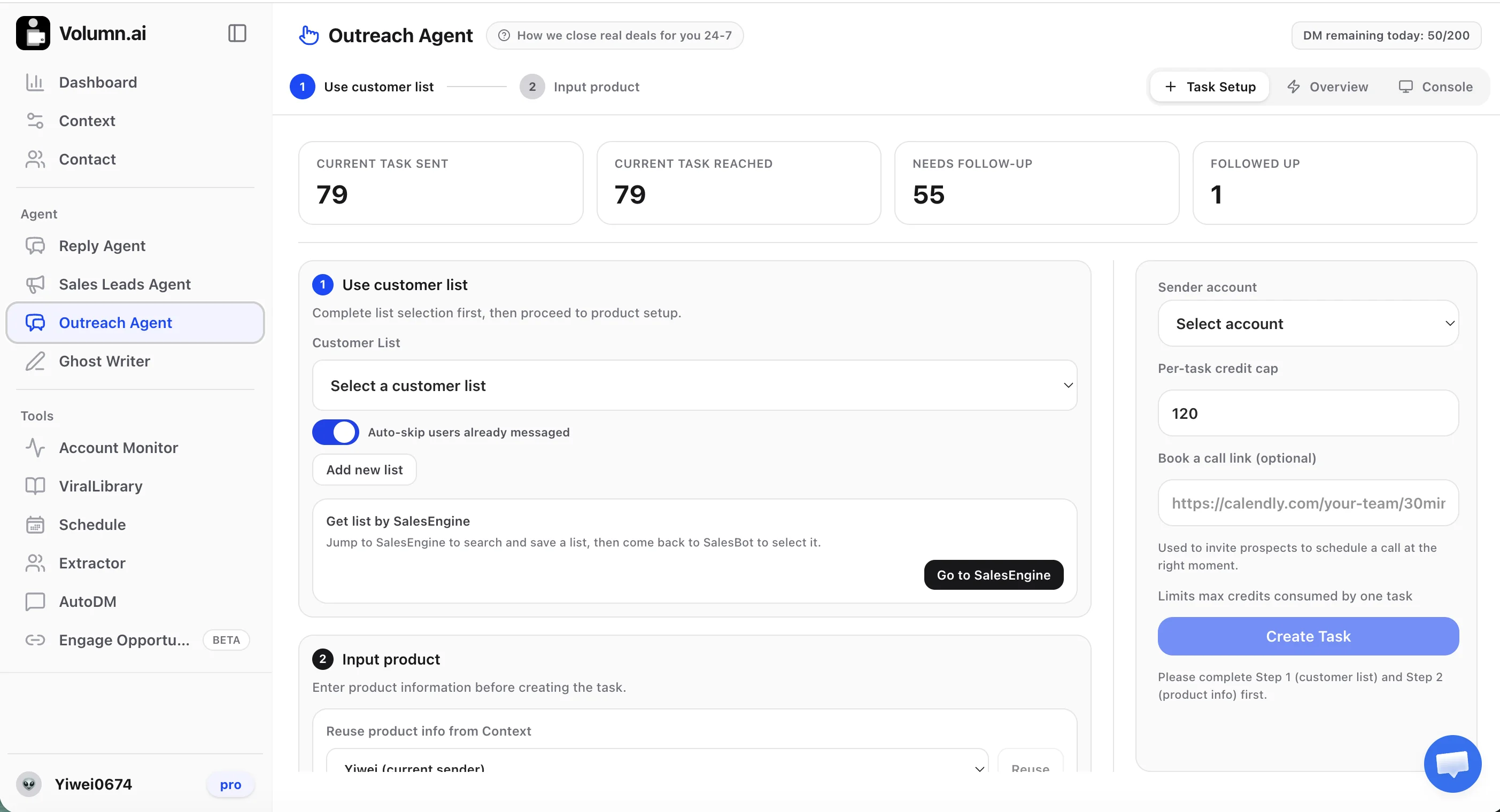 Volumn.ai Outreach Agent — automated DM sequences on X